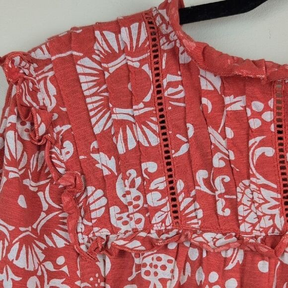 Wonderly Orange and White Ruffled Tie Front Cotton Blouse Top Size XL NWT - Picture 12 of 16